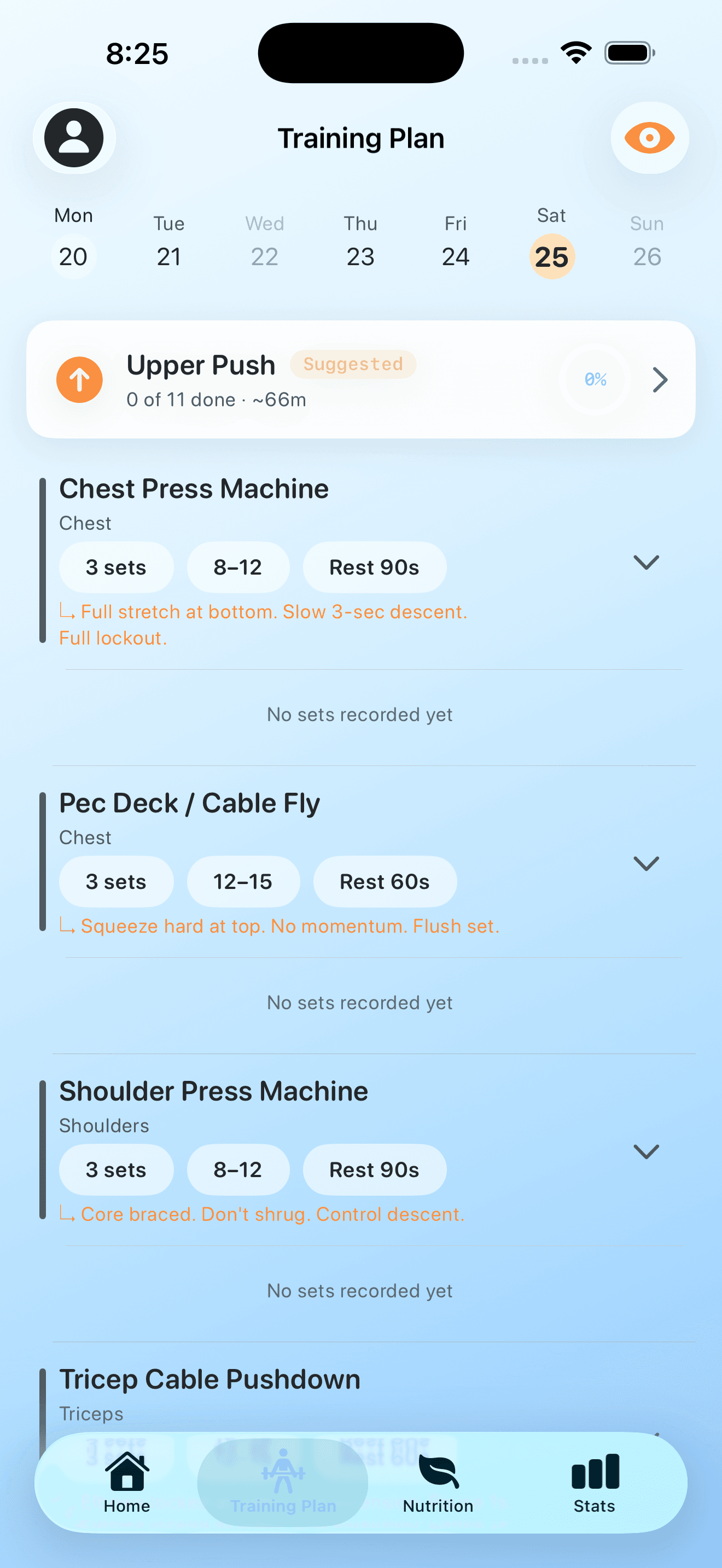 Training plan — live session